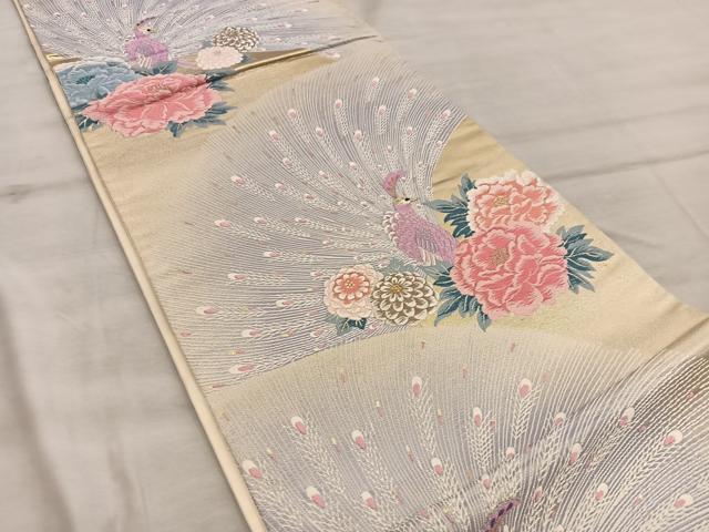 平和屋着物◎六通柄袋帯　唐織　九百錦　名匠花苑文　金糸　正絹　逸品　BAAX0553mz