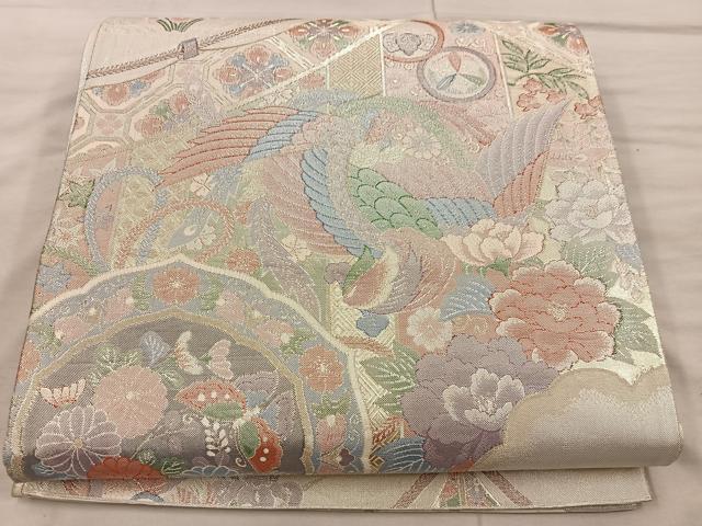平和屋着物◎別織佐賀錦 六通柄袋帯 作家物 九百錦 花鳥文 正絹 逸品 BAAX0562mz