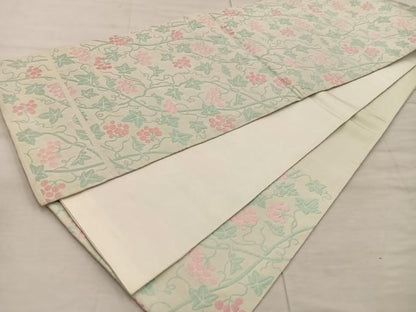 平和屋着物◎六通柄　京袋帯　ふくれ織　枝花文　正絹　逸品　BAAX0567mz