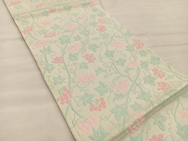 平和屋着物◎六通柄　京袋帯　ふくれ織　枝花文　正絹　逸品　BAAX0567mz