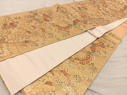 平和屋着物◎六通柄袋帯 麗鳳彫金紋 金銀糸 正絹 逸品 BAAX0579mz