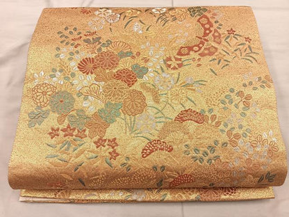 平和屋着物◎六通柄袋帯 麗鳳彫金紋 金銀糸 正絹 逸品 BAAX0579mz