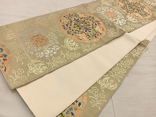 平和屋着物◎六通柄袋帯　唐織　金糸　正絹　逸品　BAAX0585mz
