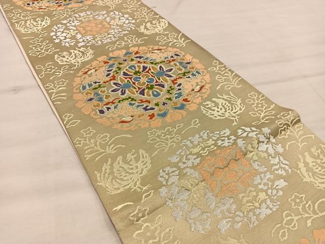 平和屋着物◎六通柄袋帯　唐織　金糸　正絹　逸品　BAAX0585mz