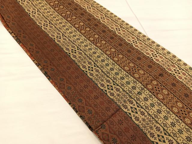 平和屋着物◎両面　全通柄袋帯　間道　正絹　逸品　BAAX0591mz