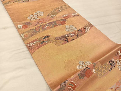 平和屋着物◎六通柄袋帯　唐織　小袖吉祥文　正絹　逸品　BAAX0595mz