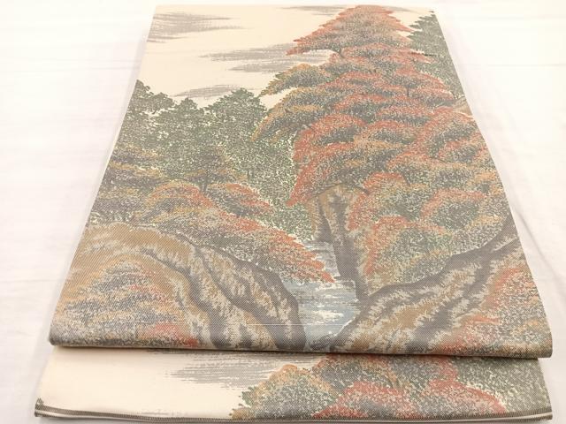 平和屋着物◎六通柄袋帯　風景文　正絹　逸品　BAAX0602hv