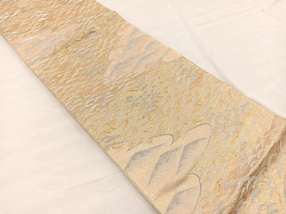 平和屋着物◎六通柄袋帯　浜松文　金銀糸　正絹　逸品　BAAX0604hv