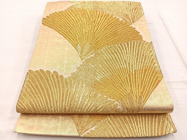 平和屋着物◎六通柄袋帯　若松葉　金糸　正絹　逸品　BAAX0606hv