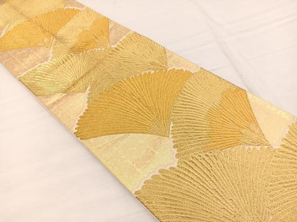 平和屋着物◎六通柄袋帯　若松葉　金糸　正絹　逸品　BAAX0606hv