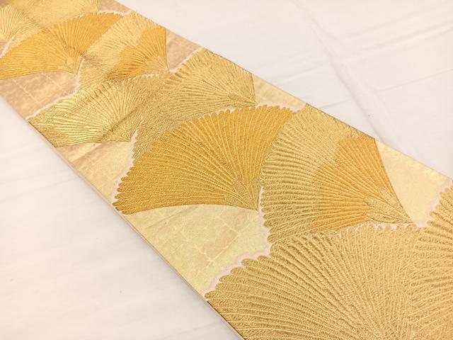 平和屋着物◎六通柄袋帯　若松葉　金糸　正絹　逸品　BAAX0606hv