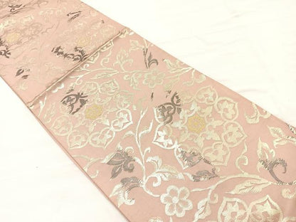 平和屋着物◎六通柄　京袋帯　花唐草文　金糸　正絹　逸品　BAAX0612hv