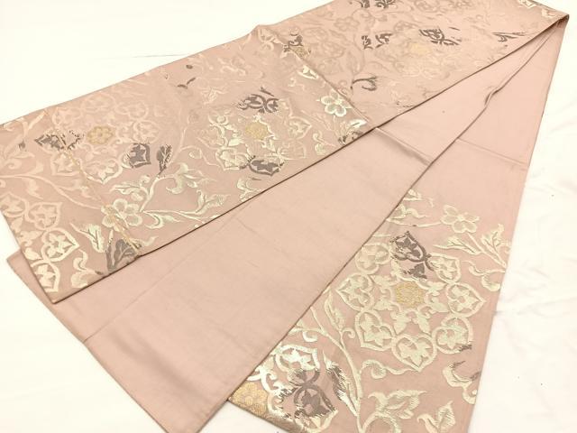 平和屋着物◎六通柄　京袋帯　花唐草文　金糸　正絹　逸品　BAAX0612hv
