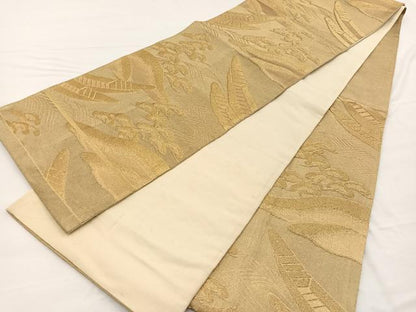 平和屋着物◎六通柄袋帯　渡船浜松文　金糸　正絹　逸品　BAAX0617hv