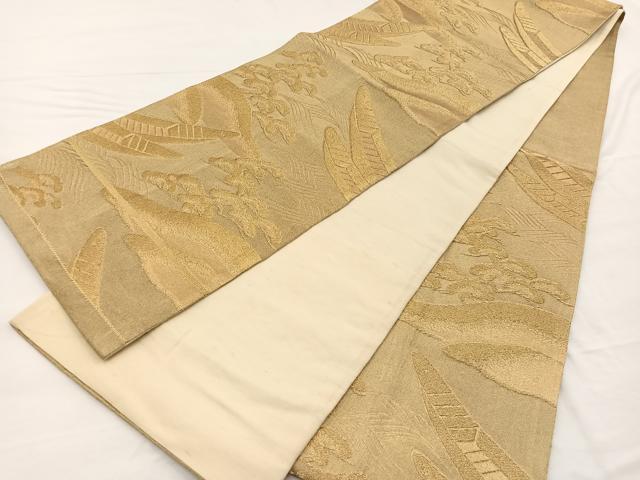 平和屋着物◎六通柄袋帯　渡船浜松文　金糸　正絹　逸品　BAAX0617hv