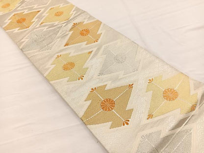 平和屋着物◎六通柄袋帯　唐織　松皮菱花文　金銀糸　正絹　逸品　BAAX0630hv