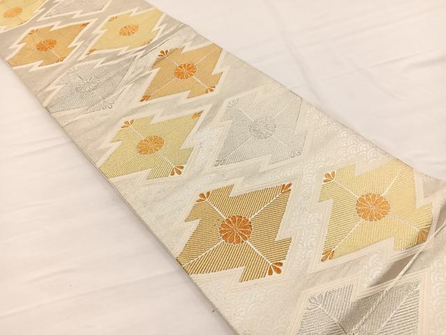 平和屋着物◎六通柄袋帯　唐織　松皮菱花文　金銀糸　正絹　逸品　BAAX0630hv