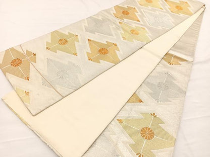 平和屋着物◎六通柄袋帯　唐織　松皮菱花文　金銀糸　正絹　逸品　BAAX0630hv