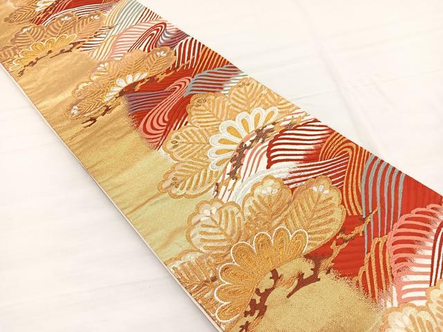 平和屋着物◎六通柄袋帯　唐織　浜松文　金彩つづれ織　正絹　逸品　BAAX0635hv
