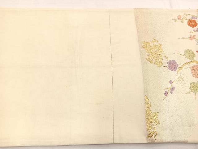 平和屋着物◎六通柄袋帯　唐織　牡丹花文　金糸　正絹　逸品　BAAX0655hv