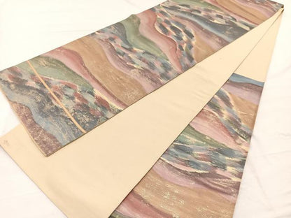 平和屋着物◎六通柄　京袋帯　霞文　正絹　逸品　BAAX0661hv
