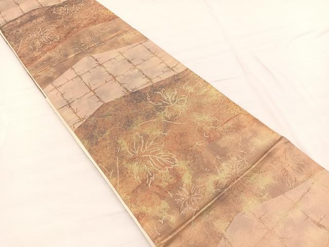 平和屋着物◎六通柄袋帯　蔦の葉文　金銀糸　正絹　逸品　BAAX0666hv