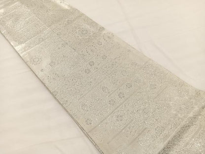 平和屋着物◎佐賀錦　六通柄袋帯　宝相華横段花文　銀糸　正絹　逸品　BAAX0689hv