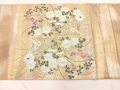 平和屋着物◎太鼓柄袋帯　唐織　飛鶴流水花文　金糸　引箔　正絹　逸品　BAAX0690hv