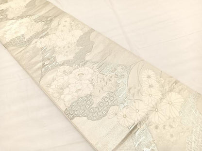 平和屋着物◎六通柄袋帯　唐織　重山花文　金銀糸　正絹　逸品　BAAX0692hv