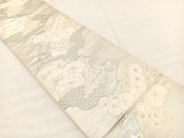 平和屋着物◎六通柄袋帯　唐織　重山花文　金銀糸　正絹　逸品　BAAX0692hv