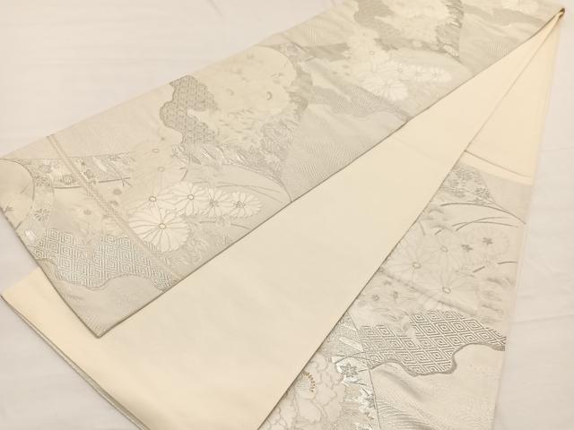 平和屋着物◎六通柄袋帯　唐織　重山花文　金銀糸　正絹　逸品　BAAX0692hv