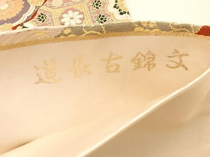 平和屋着物◎六通柄袋帯　唐織　道長古錦文　金糸　正絹　逸品　BAAX0696hv