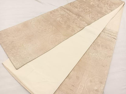 平和屋着物◎六通柄袋帯　錦繍　ふくれ織　花鳥唐草文　金糸　正絹　逸品　BAAX0721hv