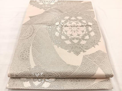 平和屋着物◎六通柄　本袋帯　正倉院束ね熨斗文　純プラチナ箔　正絹　逸品　BAAX0730hv