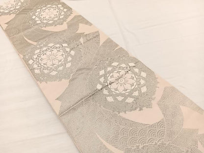 平和屋着物◎六通柄　本袋帯　正倉院束ね熨斗文　純プラチナ箔　正絹　逸品　BAAX0730hv