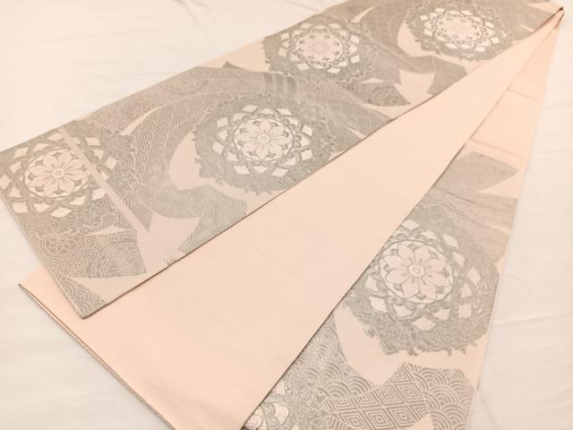 平和屋着物◎六通柄　本袋帯　正倉院束ね熨斗文　純プラチナ箔　正絹　逸品　BAAX0730hv
