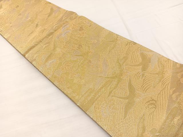 平和屋着物◎佐賀錦　六通柄袋帯　立波飛鶴文　金糸　正絹　逸品　BAAX0749hv