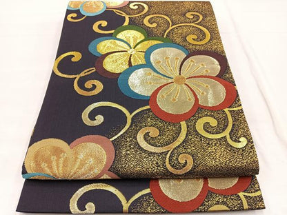 平和屋着物◎全通柄袋帯　唐織　花和風　金糸　正絹　逸品　BAAX0751hv