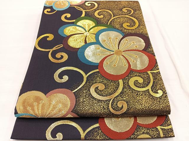 平和屋着物◎全通柄袋帯　唐織　花和風　金糸　正絹　逸品　BAAX0751hv