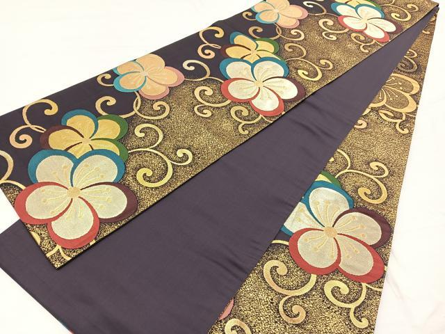 平和屋着物◎全通柄袋帯　唐織　花和風　金糸　正絹　逸品　BAAX0751hv