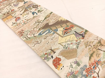 平和屋着物◎六通柄袋帯　唐織　王朝之春秋　金糸　正絹　逸品　BAAX0765hv
