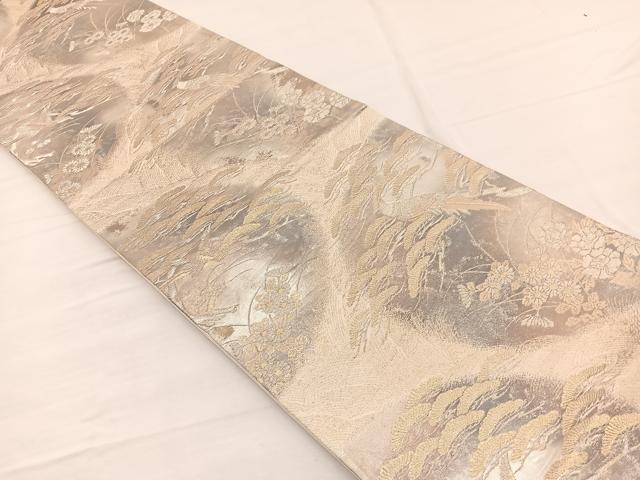 平和屋着物◎六通柄袋帯　京洛錦　尾長鳥浜松文　金銀糸　二重引箔　正絹　逸品　BAAX0766hv