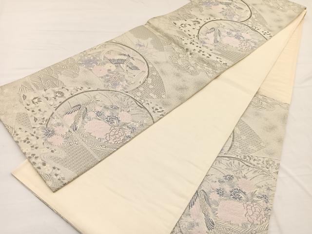 平和屋着物◎六通柄袋帯　唐織　清風雅園　プラチナ箔　正絹　逸品　BAAX0767hv