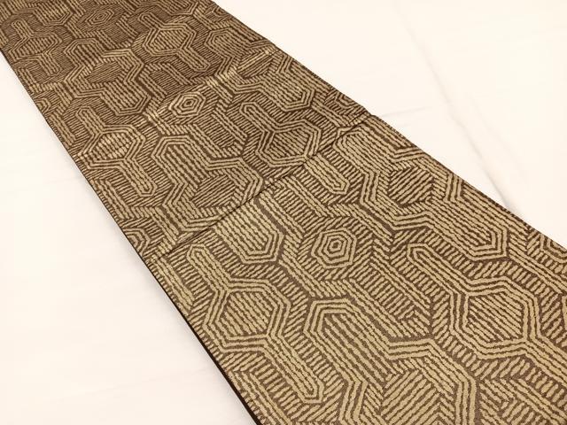 平和屋着物◎六通柄袋帯　幾何学文様　金糸　正絹　逸品　BAAX0779hv