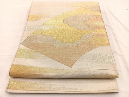 平和屋着物◎太鼓柄袋帯　綴れ　地紙雲重ね文　金銀糸　正絹　逸品　BAAX0782hv