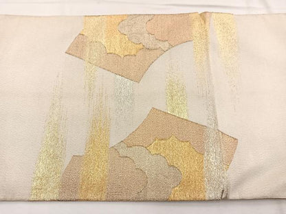 平和屋着物◎太鼓柄袋帯　綴れ　地紙雲重ね文　金銀糸　正絹　逸品　BAAX0782hv