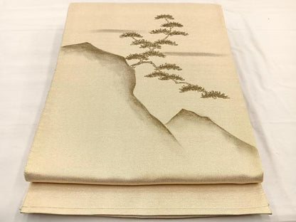 平和屋着物◎太鼓柄袋帯　松　金糸　正絹　逸品　BAAX0796hv