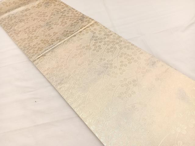 平和屋着物◎全通柄袋帯　作家物　萩　ワンポイント：牡丹　金糸　正絹　逸品　BAAX0804hv