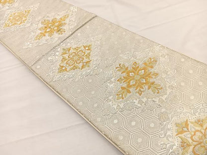 平和屋着物◎六通柄袋帯　花菱文　金銀糸　正絹　逸品　BAAX0811hv
