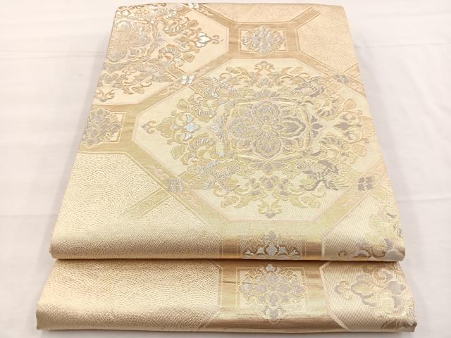 平和屋着物◎西陣　吉啓織物謹製　両面　全通柄袋帯　鳳凰蜀江花文　金銀糸　証紙付き　正絹　逸品　BAAX0813hv